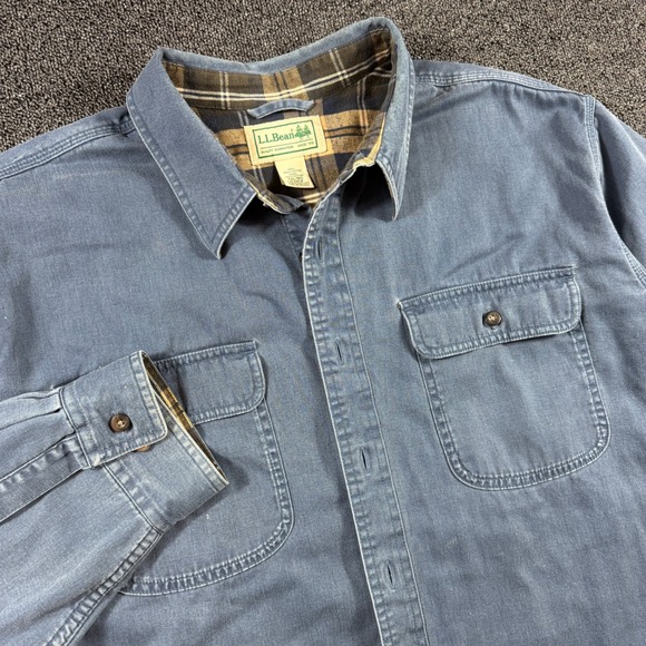 L.L. Bean Other - L.L. Bean Men's 2XL Flannel Lined Hurricane Work Shirt Jacket Light Blue Shacket